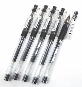 5 x Pilot Hi-tec-c Gel Rolling Ball Pens, Ultra Fine Point, 0.3mm black Ink