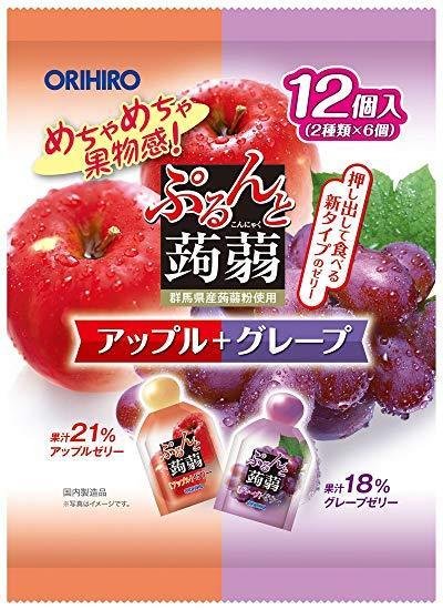 Orihiro plan du Puru do and konjac jelly pouch apple + grape 20gx12 pieces x 6