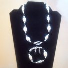 Stylish Silver/Jet Black Beaded Necklace Set