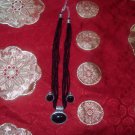 Black Beaded Necklace with Pendant and Earrings
