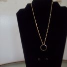 Monet Jet Black/Goldtone Necklace with Earrings