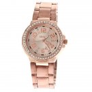 Chale Rhinestone Decoration Steel Quartz Analog Watch (Golden)