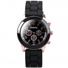 Geneva Candy Color Quartz Women Watch (Black)