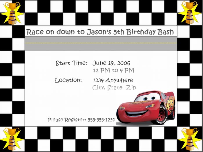 Lightning McQueen Birthday Invitation