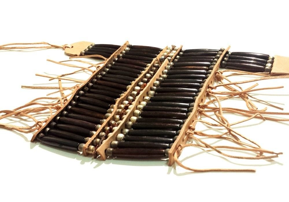 Traditional Handmade Native American Buffalo Bone Hairpipe Breastplate