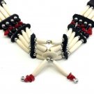 Handmade Tribal Native American Buffalo Bone Hairpipe Choker Necklace