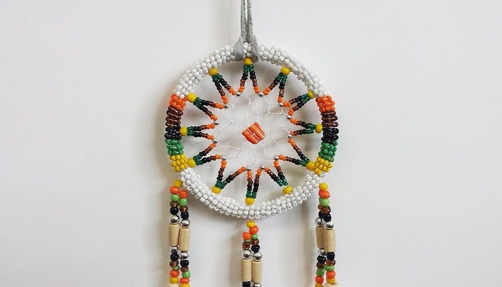 Small Handmade Native American Beaded Dream Catcher (3" Diameter)
