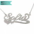 Brushed Sterling Silver Carrie Name Necklace Side Heart Personalized Jewelry
