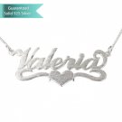 Brushed Carrie Name Necklace with Center Heart Customizable Personalized Jewelry