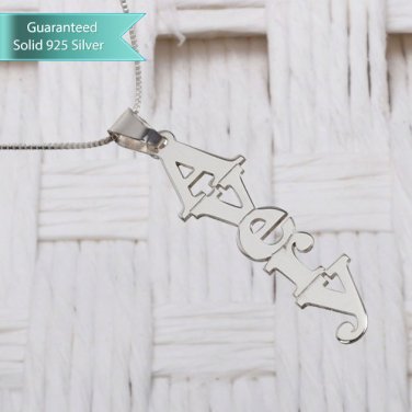 Sterling Silver Vertical Capital Name Necklace Customizable Personalized Fine Jewelry