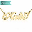 Double Thick 14K Gold Carrie Name Necklace Customizable Personalized Fine Jewelry