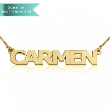 14K Gold Block Letters Name Necklace Customizable Personalized Fine Jewelry