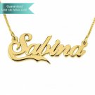 Double Thick 14K Gold Alegro With Small Line Name Necklace Customizable Personalized Fine Jewelry