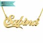Double Thick 14K Gold Alegro With Small Line Name Necklace Customizable Personalized Fine Jewelry