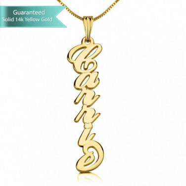 Double Thickness 14K Gold Vertical Carrie Name Necklace Customizable Personalized Fine Jewelry