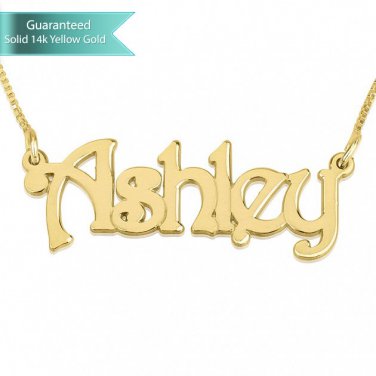 Double Thick 14K Gold Harrie Style Name Necklace Customizable Personalized Fine Jewelry