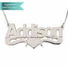 Sterling Silver Bold Print with Heart Name Necklace Customizable Personalized Fine Jewelry