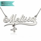 Alegro with Line and a Butterfly Charm Name Necklace Customizable Personalized Fine Jewelry