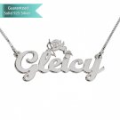 Sterling Silver Handwritten Name Necklace with Bent Cupid Customizable Personalized Fine Jewelry