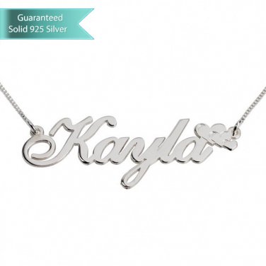 Sterling Silver Delicate Name Necklace with Hearts Customizable Personalized Fine Jewelry