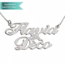 Sterling Silver Two Ailegro Name Necklace with Cupid Customizable Personalized Fine Jewelry