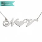 Sterling Silver Initials Necklace with Heart Customizable Personalized Fine Jewelry