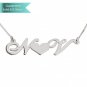 Sterling Silver Initials Necklace with Heart Customizable Personalized Fine Jewelry
