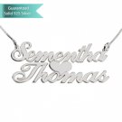 Sterling Silver Two Allegro Name Necklaces with Heart Customizable Personalized Fine Jewelry