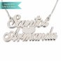 Sterling Silver Two Allegro Name Necklaces with Heart Customizable Personalized Fine Jewelry