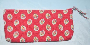 Vera Bradley Red Leaf Makeup Cosmetic Plastic lined Case Zip Top