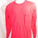 Lands End Shirt Size Large 42 - 44 Long Sleeve Polo Rugby Cotton Red