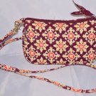 Vera Bradley Medallion Pattern Brown Print Zippered Bag Purse Handbag Clutch USA