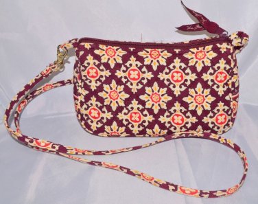 Vera Bradley Medallion Pattern Brown Print Zippered Bag Purse Handbag Clutch USA
