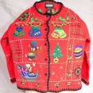Women Design Originals Studio Ugly Christmas Sweater Cardigan Small Petite