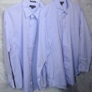 Lands End Mens Long Sleeve Oxford Dress Shirt Blue Button Up 17 1/2 34 Two Shirt