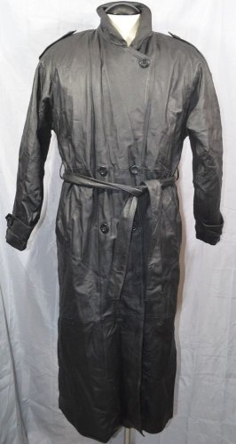 Leather Trench Coat Wilda Full Length Zip Out Lining Large