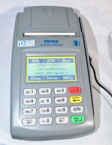 First Data FD100 FD-100 Credit Card Terminal Reader with Power Supply