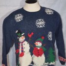 Vintage Ugly Christmas Sweater Snowman Medium Croft Barrow Cotton Blend