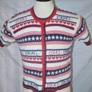 Gina Peters Red White Blue Stars Stripes sweater Medium See Measurements