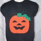 Halloween Jack O Lantern Ugly Sweater Vest Size Medium Hand Knit Windcrest