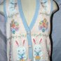 Hand Knit Sweater Vest Pink Easter Bunny Marisa Christina Classics Large