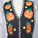 Halloween Jack O Lantern Ugly Sweater Vest Size Medium BellePointe Cotton Blend