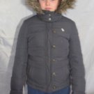 Girls Abercrombie Jacket Down Dark Gray Size XL Faux Fur Machine Washable
