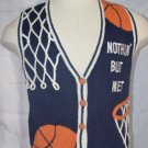 Basketball Ugly Sweater Vest Medium Ramie Cotton Blend Vintage PBJ Sport