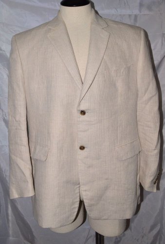 Calvin Klein Single Vented Pinstripe Linen Blazer Sports Jacket Suit Coat 42 S