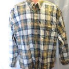 FIELD GEAR FLANNEL SHIRT Mens Size Large Green Tan Cream Plaid  RN 17730 Cotton