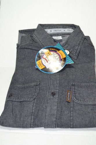 NWT NEW TRUTUS Collar Long Sleeved Black Button Front Shirt Small RN66591