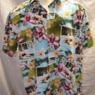 ME Sport 100% Polyester Floral Photo Print Hawaiian Shirt Large