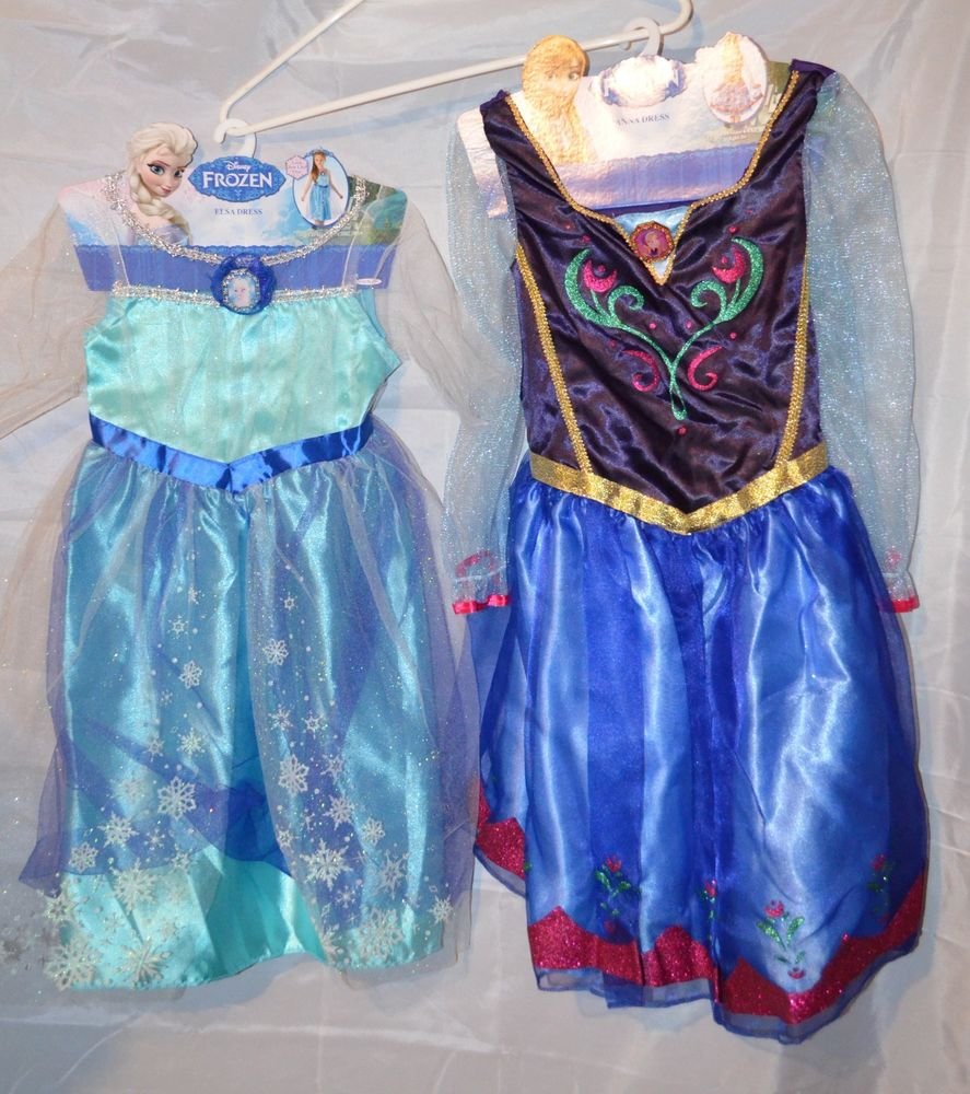  Disney Frozen Elsa and Anna Dress Combo Pack Size 4-6x NEW AUTHENTIC Bildidee 
