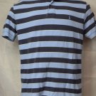 RALPH LAUREN Polo Shirt L Blue White Stripe Large 100% Cotton